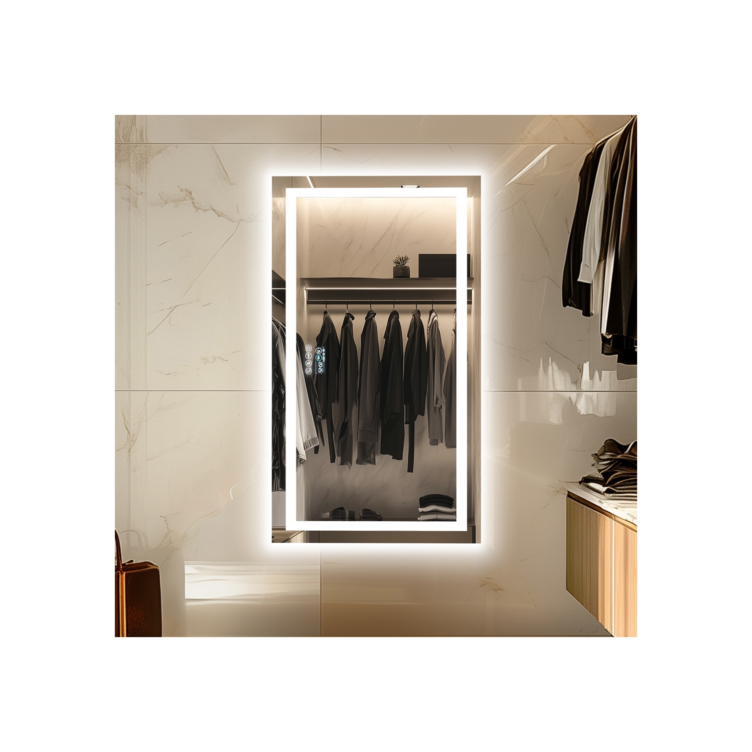 LUVODI 40''x24'' LED Bathroom Mirror with Lights, Built-in Bluetooth Speaker, Anti-Fog Dimmable 3 Lights Setting Backlit + Front Lit, Lighted Vanity