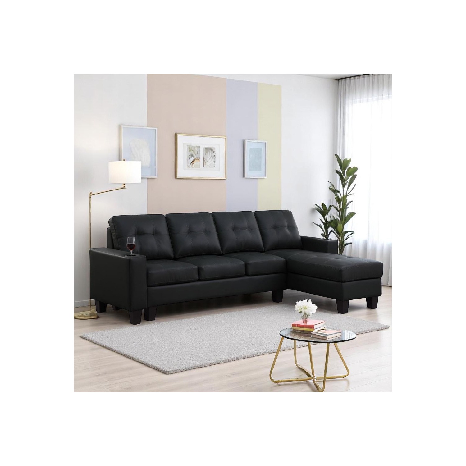 Cosmic Homes Ashton 2-Piece Faux Leather Reversible Sectional Sofa – Sophistication Meets Smart Living