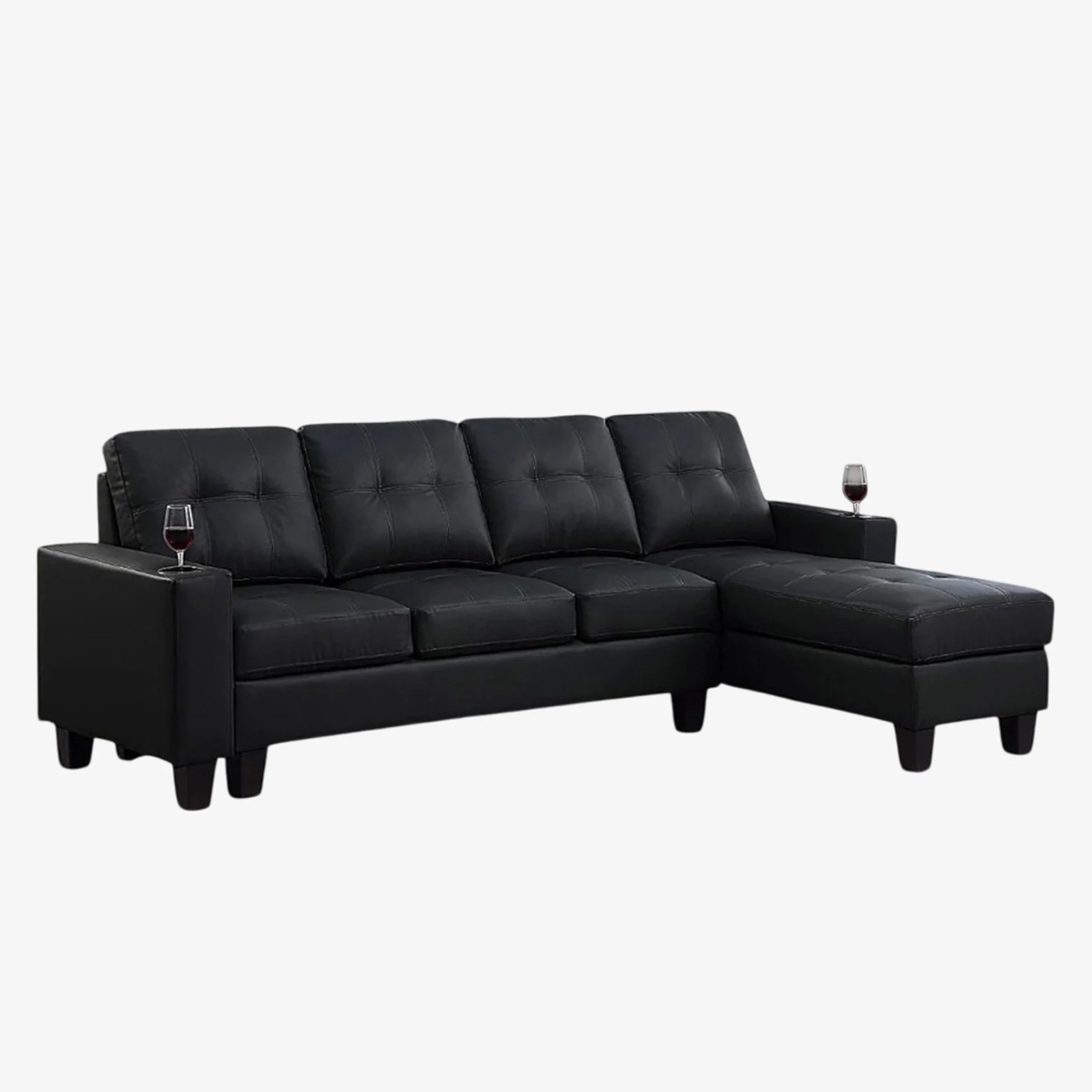 Cosmic Homes Ashton 2-Piece Faux Leather Reversible Sectional Sofa – Sophistication Meets Smart Living