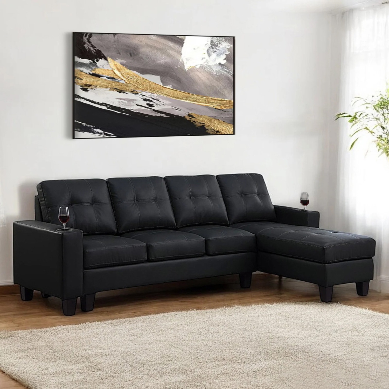 Cosmic Homes Ashton 2-Piece Faux Leather Reversible Sectional Sofa – Sophistication Meets Smart Living