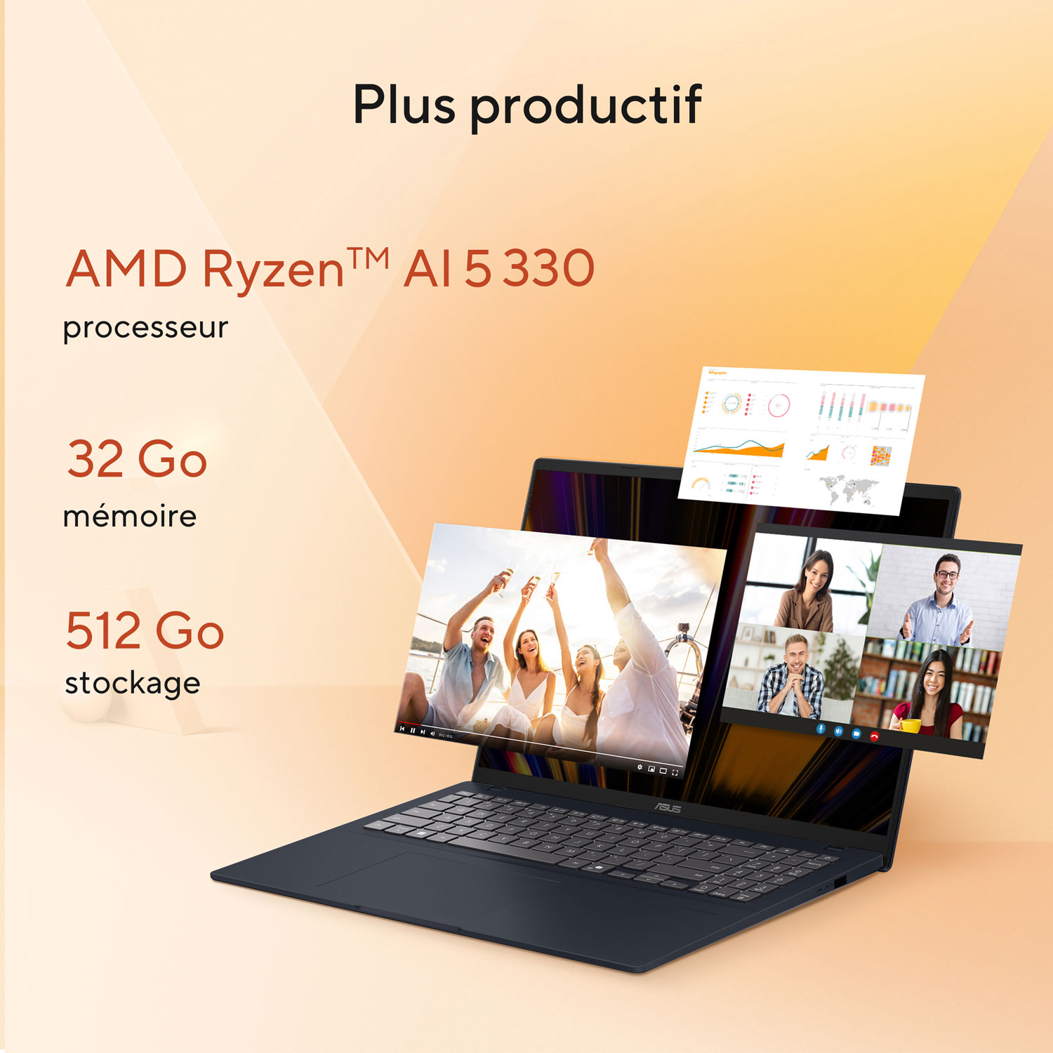 Portable de 16 po Vivobook Copilot+ PC d'ASUS - Bleu calme