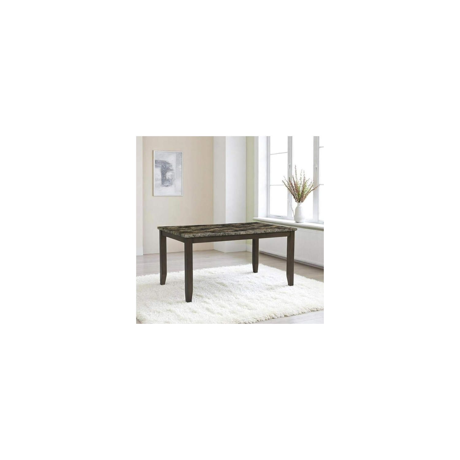 Cosmic Homes 7-Piece Brandon Dining Table Set for 6 – Black & Brown, Wooden Kitchen Table with Faux Leather Chairs