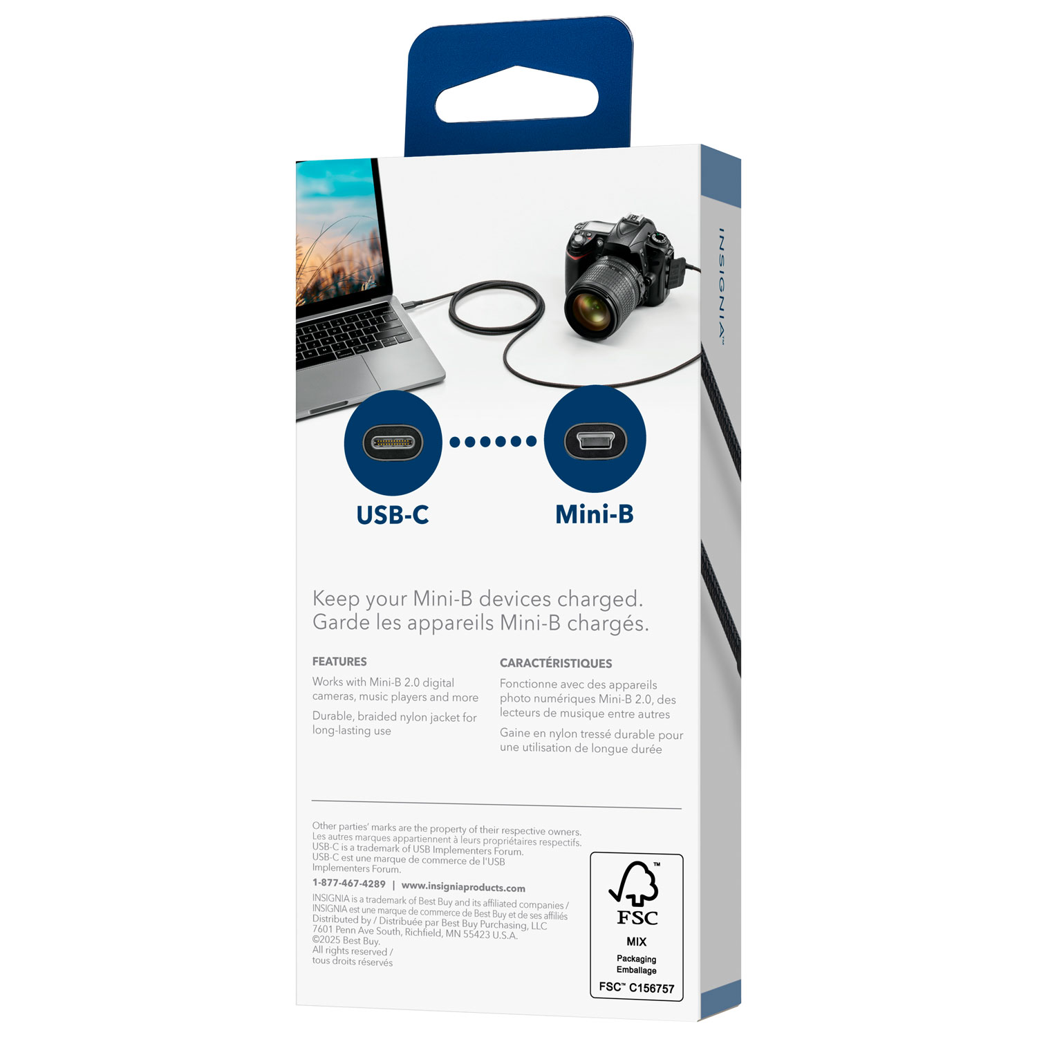 Câble USB-C à USB mini B de 2 m d'Insignia (NS-DCC2MB26-C) - Exclusivité Best Buy