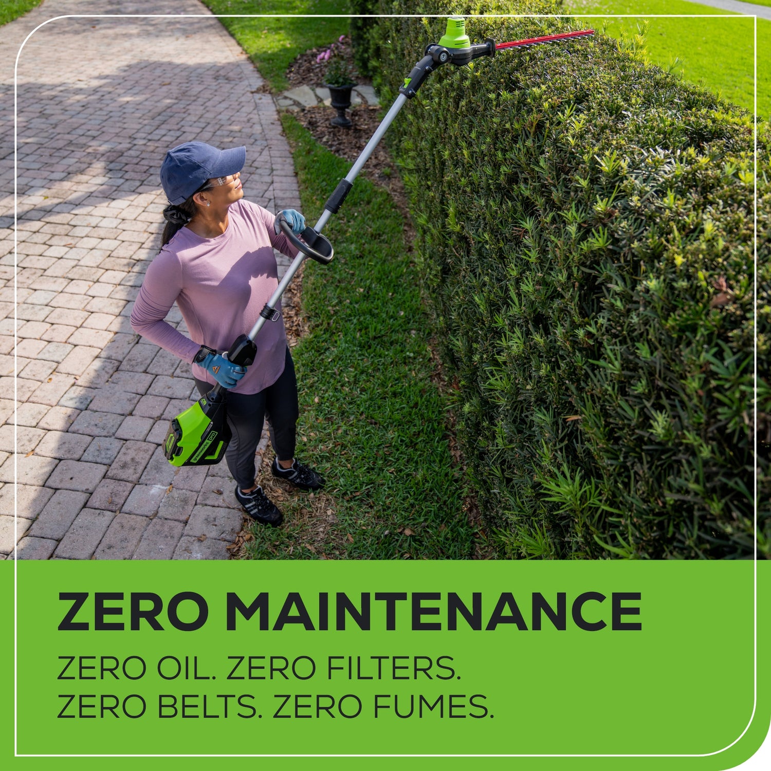 Greenworks 60V GEN II 10" Pole Saw & 20" Pole Hedge Trimmer, 2.0Ah Battery and Charger Included