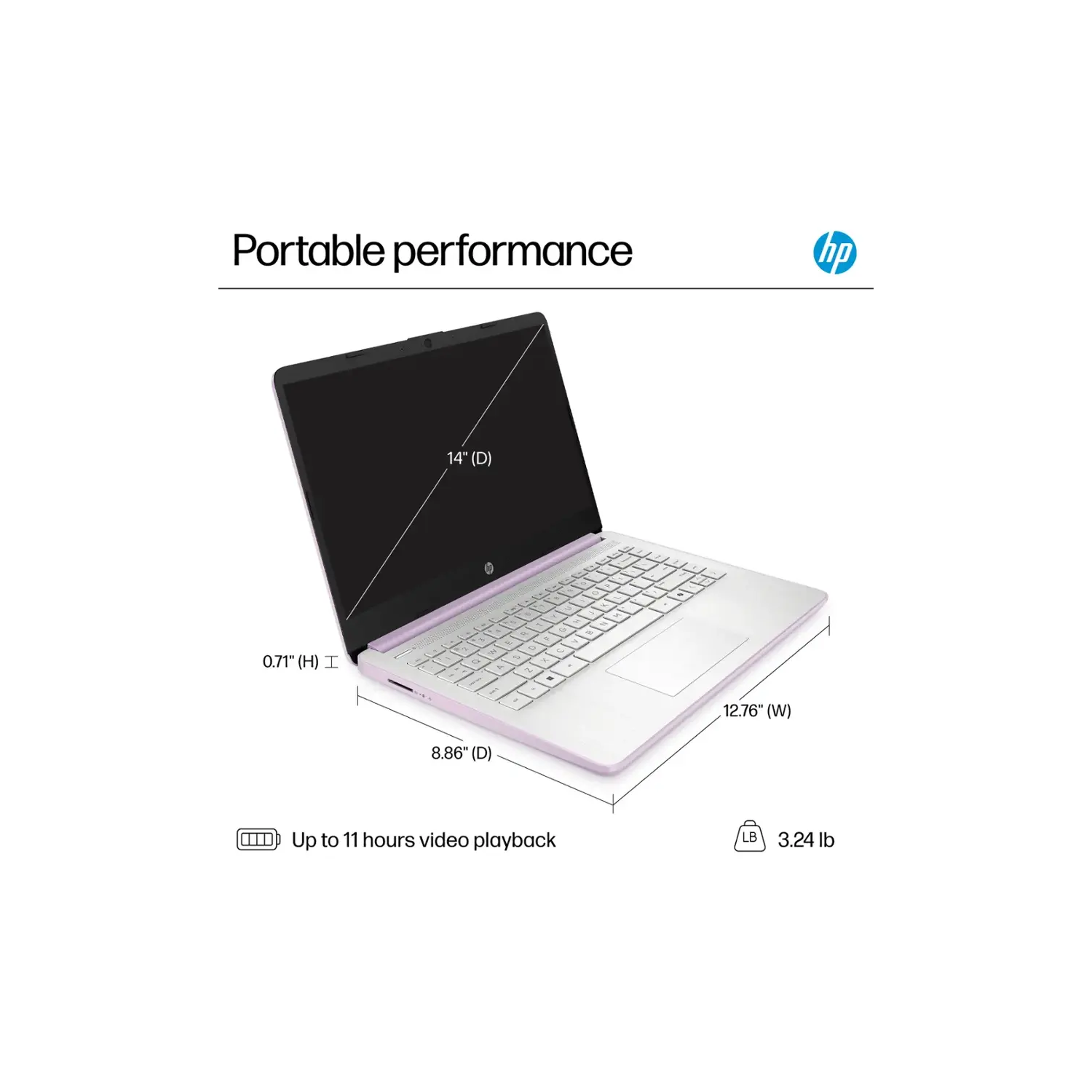 HP 14" Laptop, Intel Processor N150, 8GB Memory 128GB UFS, Microsoft Copilot, Windows 11 Home in S Mode, Wi-Fi 6, Lightweight, Honey Lavender