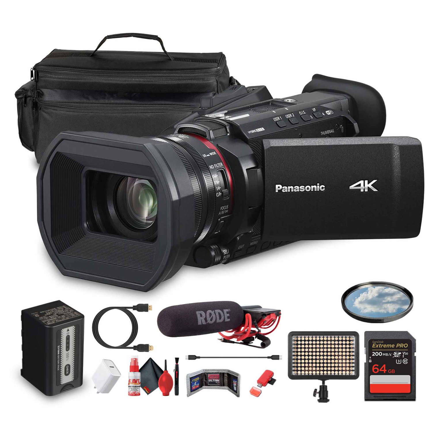 Panasonic HC-X1600 UHD 4K HDMI Lightweight Compact Camcorder with