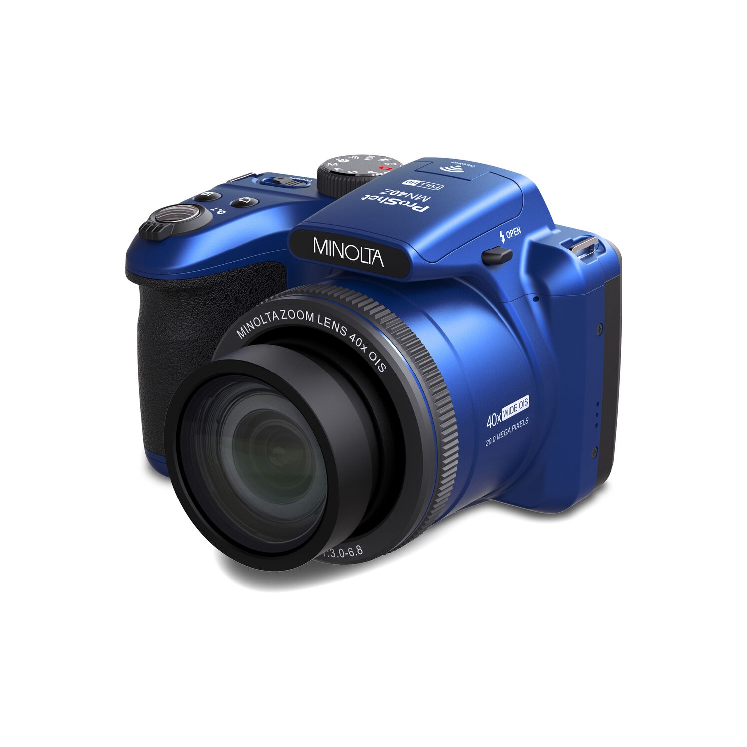 Minolta 20 Mega Pixels 40x Optical Zoom Digital Camera, 1080p FHD Video Bundle, Blue