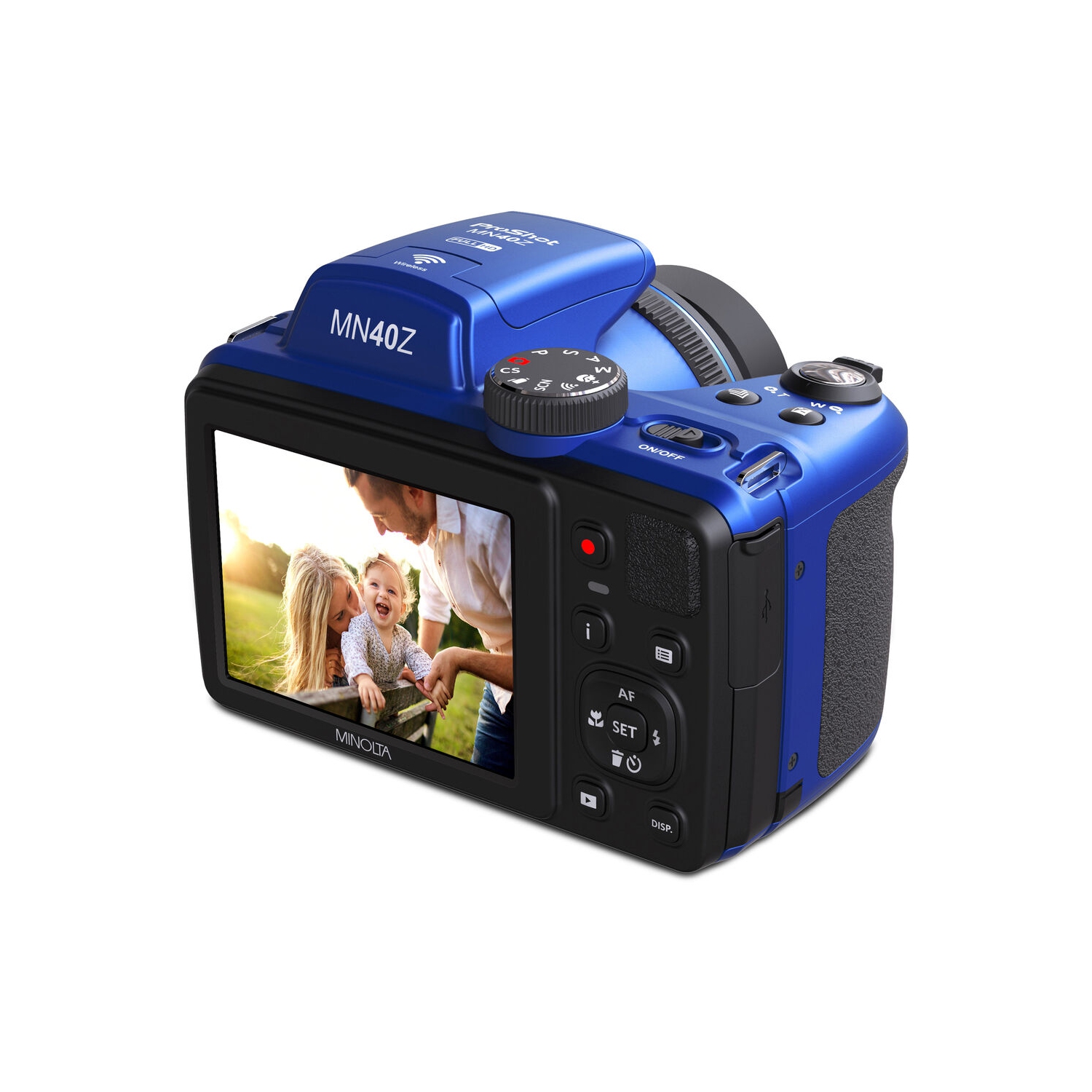 Minolta 20 Mega Pixels 40x Optical Zoom Digital Camera, 1080p FHD Video Bundle, Blue