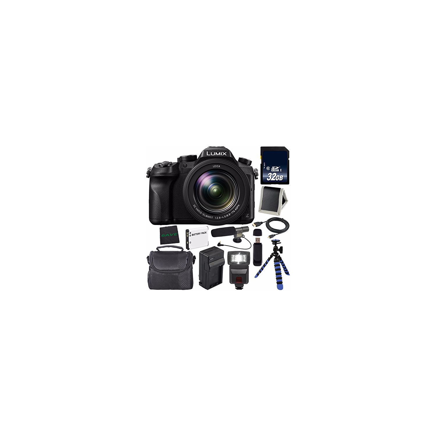 Panasonic Lumix DMC-FZ2500 Digital Camera DMC-FZ2500 + Lithium Ion Battery + Charger + 32GB Memory