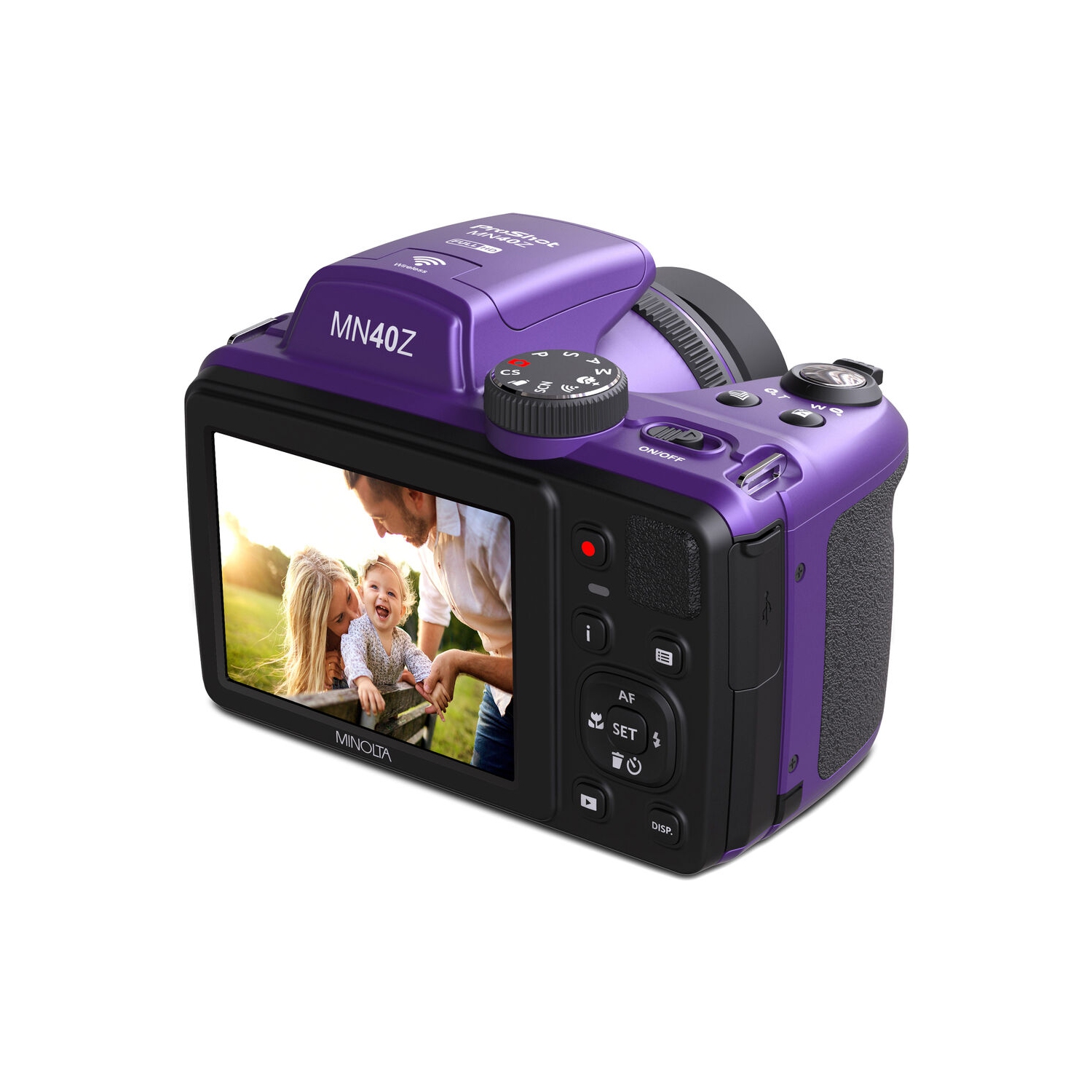 Minolta 20 Mega Pixels 40x Optical Zoom Digital Camera, 1080p FHD Video Bundle, Purple