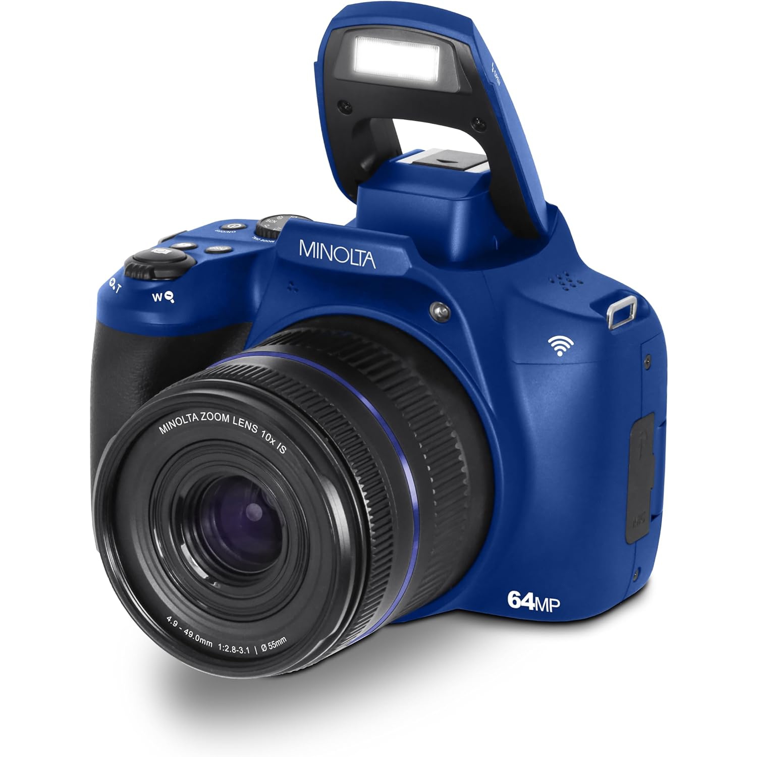 Minolta 64 Mega Pixels Auto Focus Digital Camera 4K Ultra HD Video Blue - Bundle