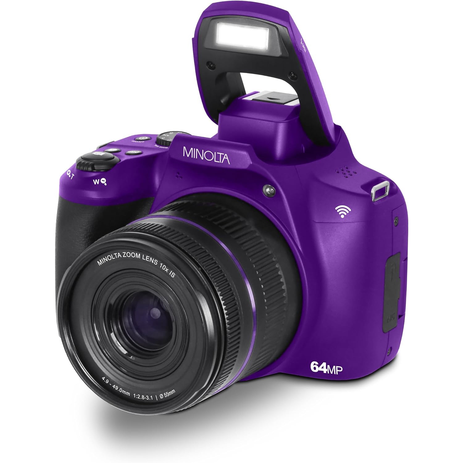 Minolta 64 Mega Pixels Auto Focus Digital Camera 4K Ultra HD Video Purple-Bundle