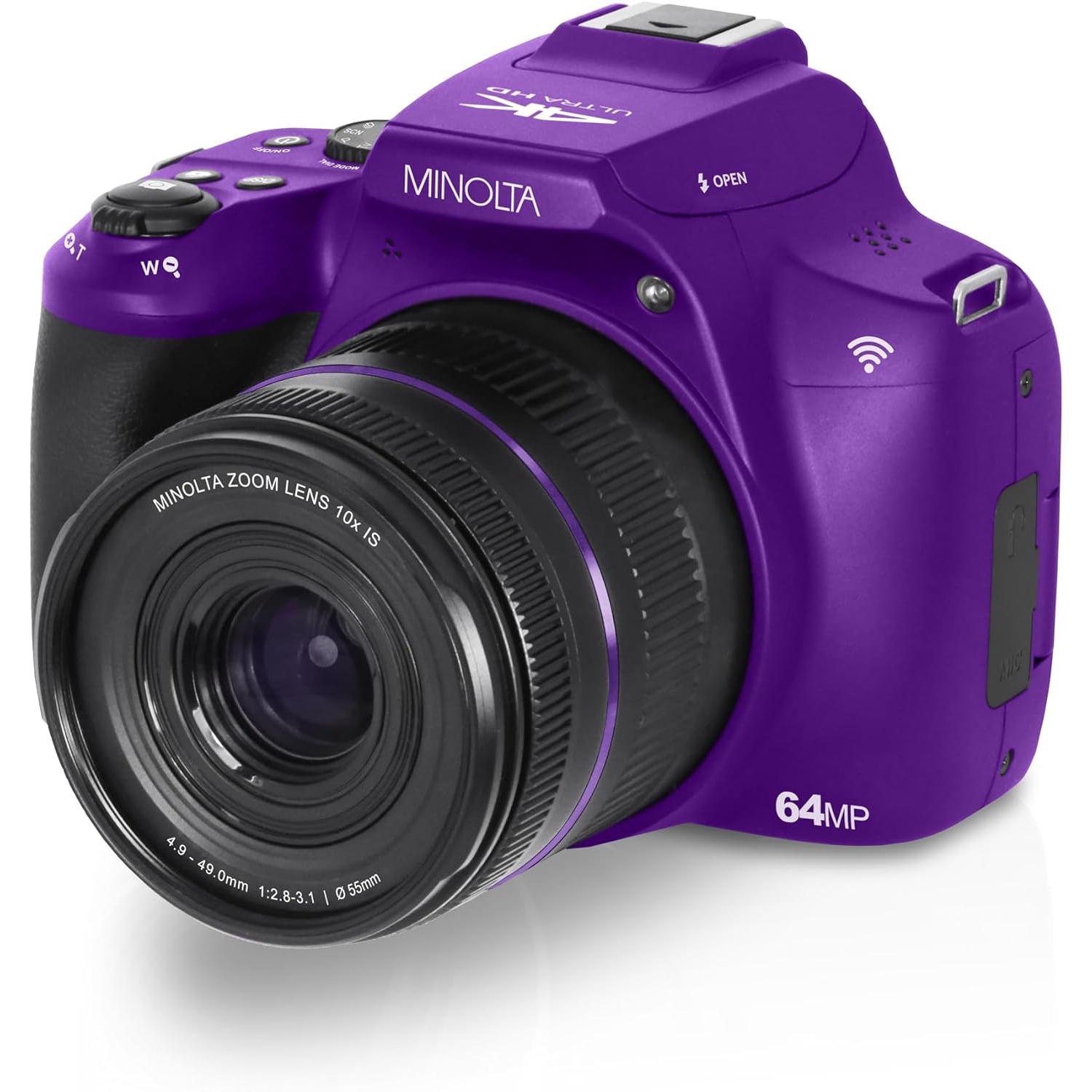 Minolta 64 Mega Pixels Auto Focus Digital Camera 4K Ultra HD Video Purple-Bundle