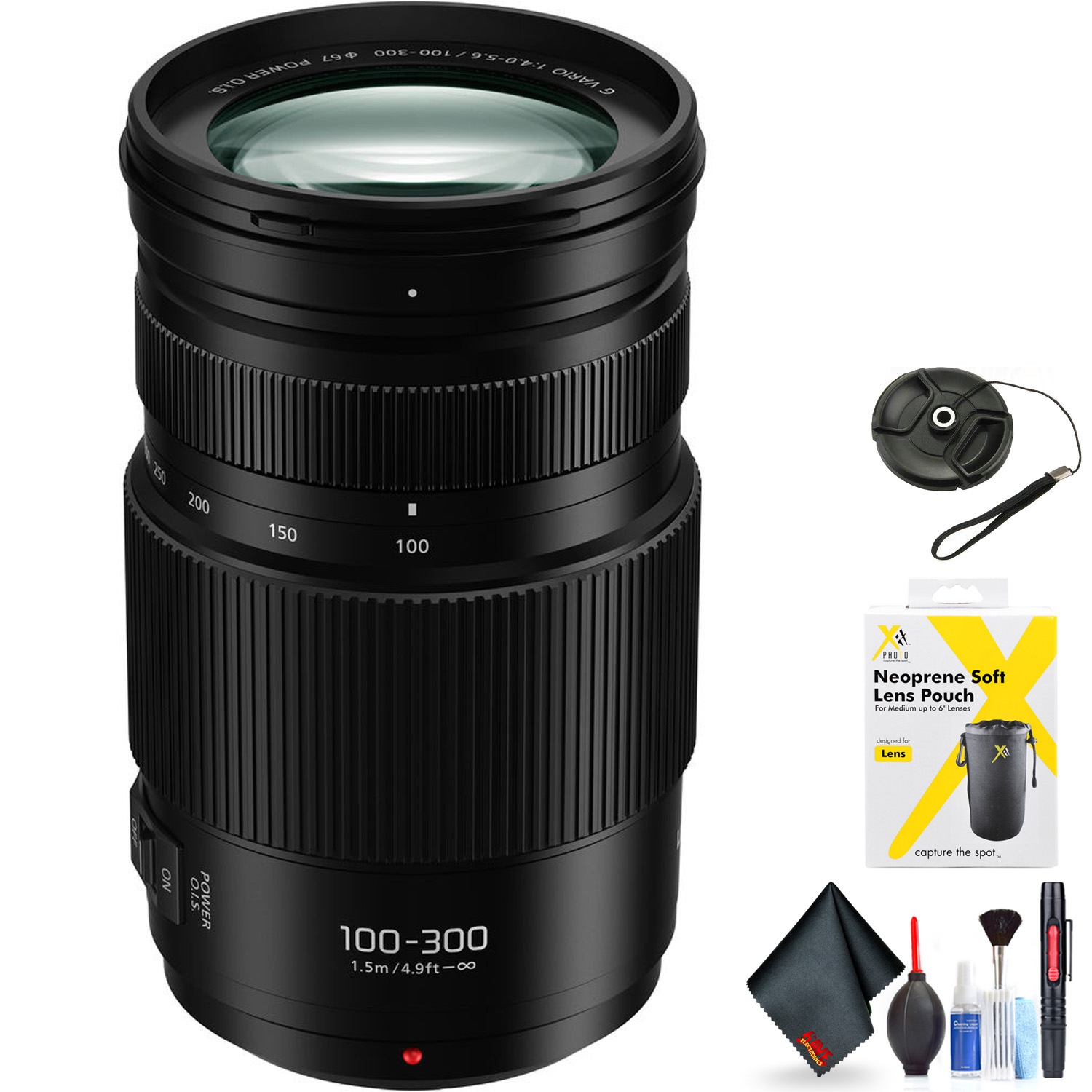 Panasonic Lumix G Vario 100-300mm f/4-5.6 II Power O.I.S. Lens for Micro Four Thirds Mount + Accessories (International