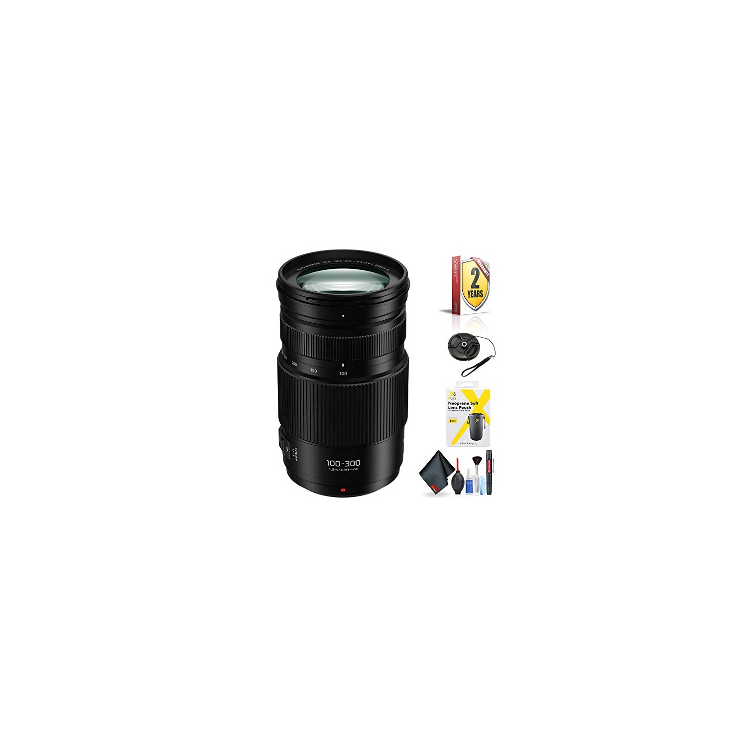Panasonic Lumix G Vario 100-300mm f/4-5.6 II Power O.I.S. Lens for Micro Four Thirds Mount + Accessories (International