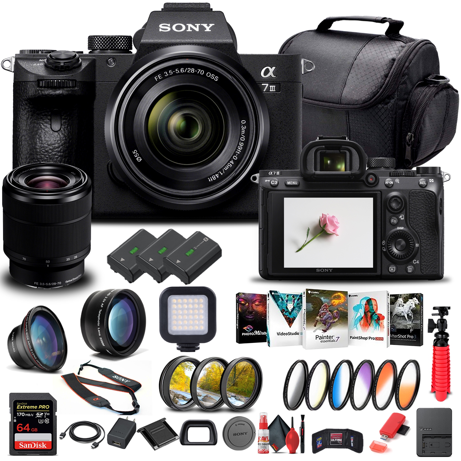 Refurbished (Excellent) - Sony Alpha a7 III Mirrorless Camera W/ 28-70mm Lens ILCE7M3K/B - Advanced Bundle