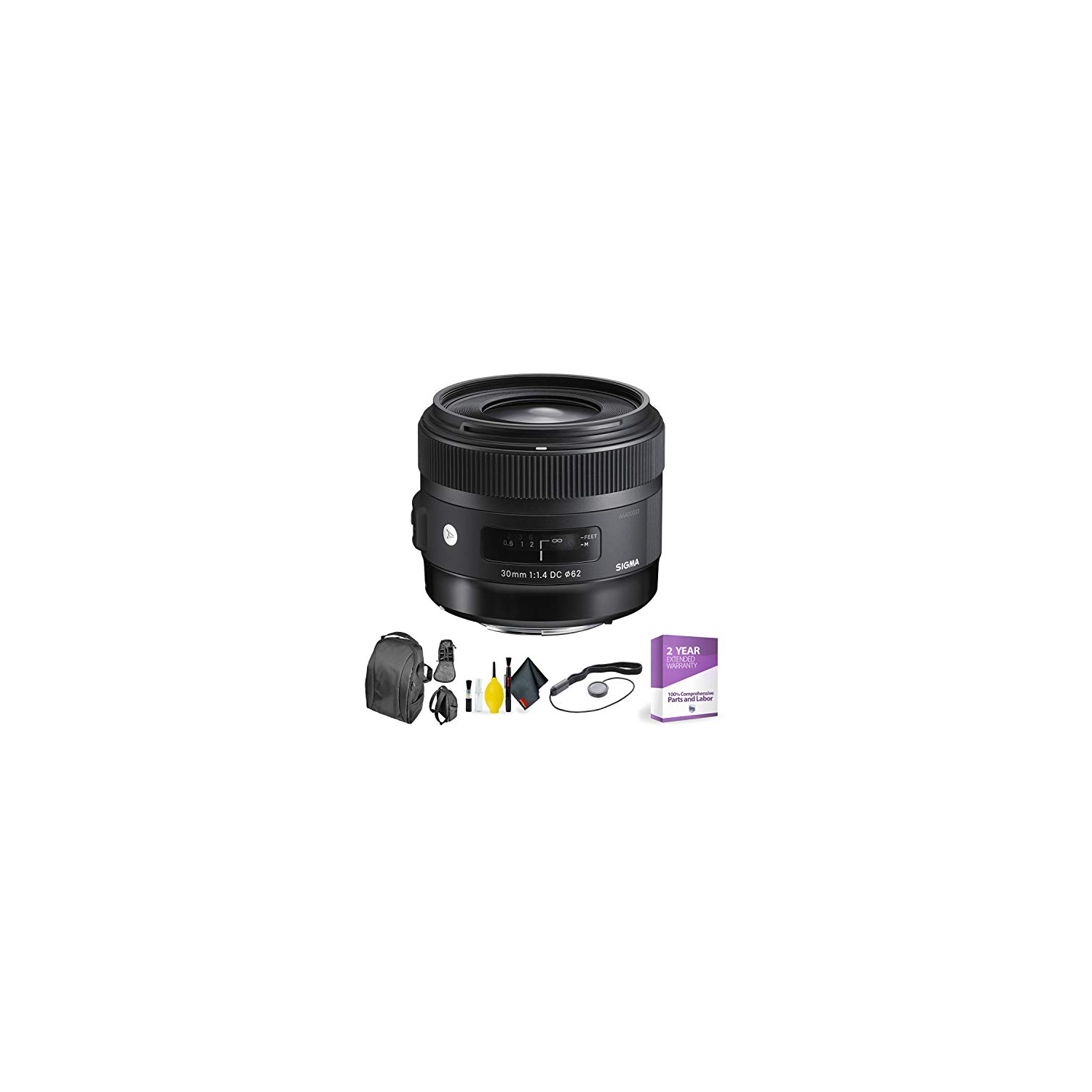 Objectif 30&nbsp;mm f/1,4 DC HSM de Sigma pour Nikon + trousse de nettoyage de luxe