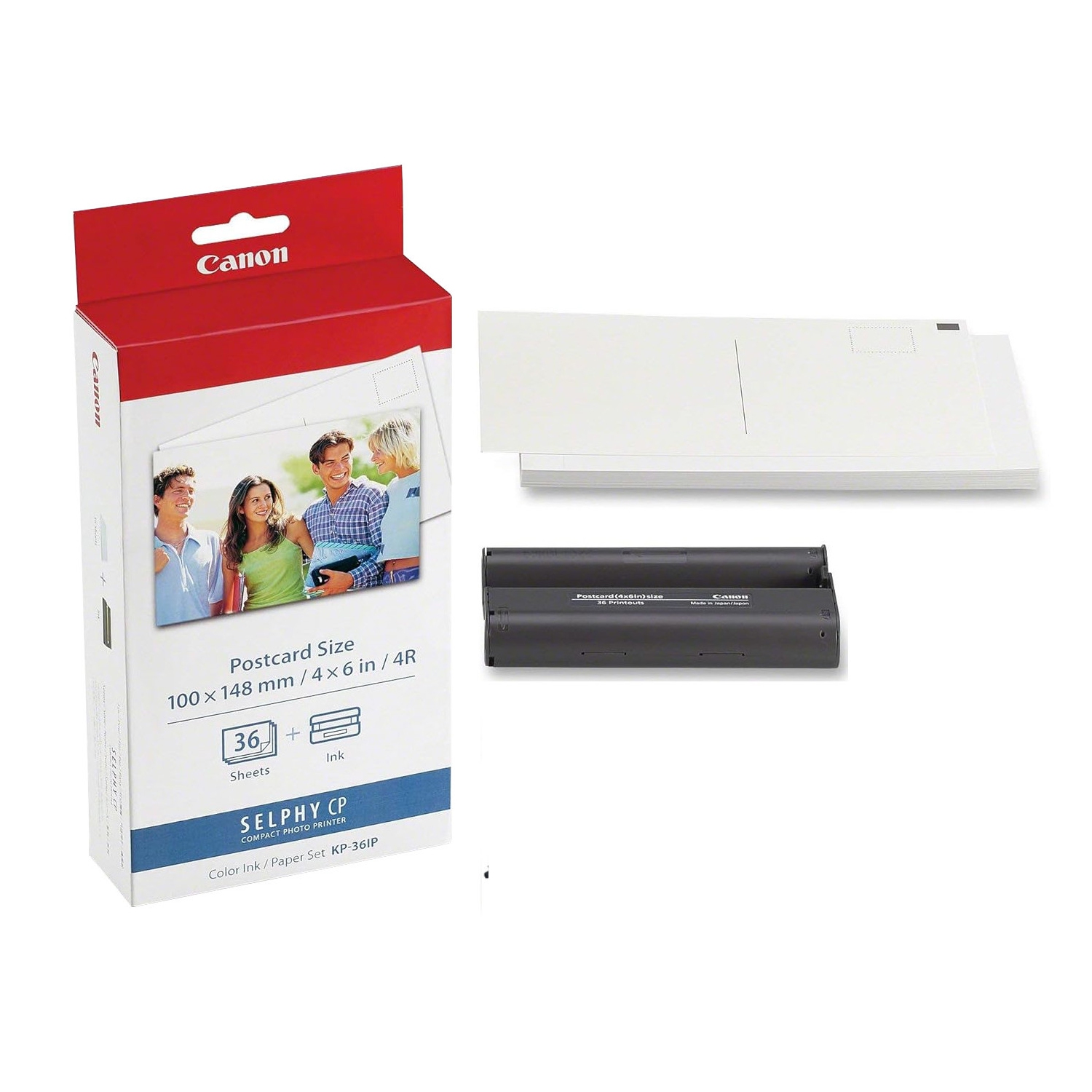 Ensemble avec encre couleur et papier photo 4 x 6 po KP-36 de Canon pour imprimantes Selphy de Canon