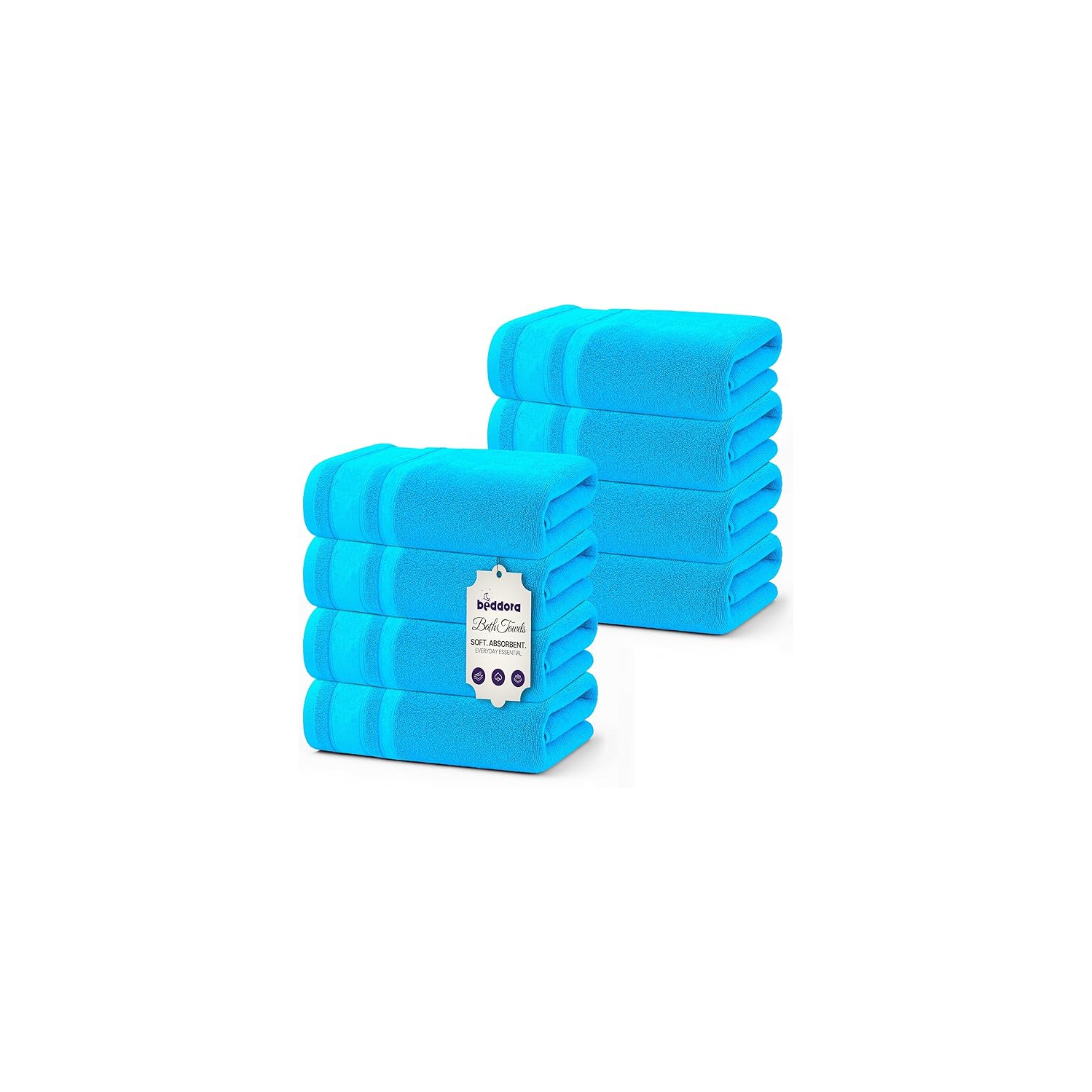 Serviettes de bain de luxe Beddora – 100 % coton, surdimensionnées 27x54, très douces, séchage rapide et super absorbantes, serviettes de salle de