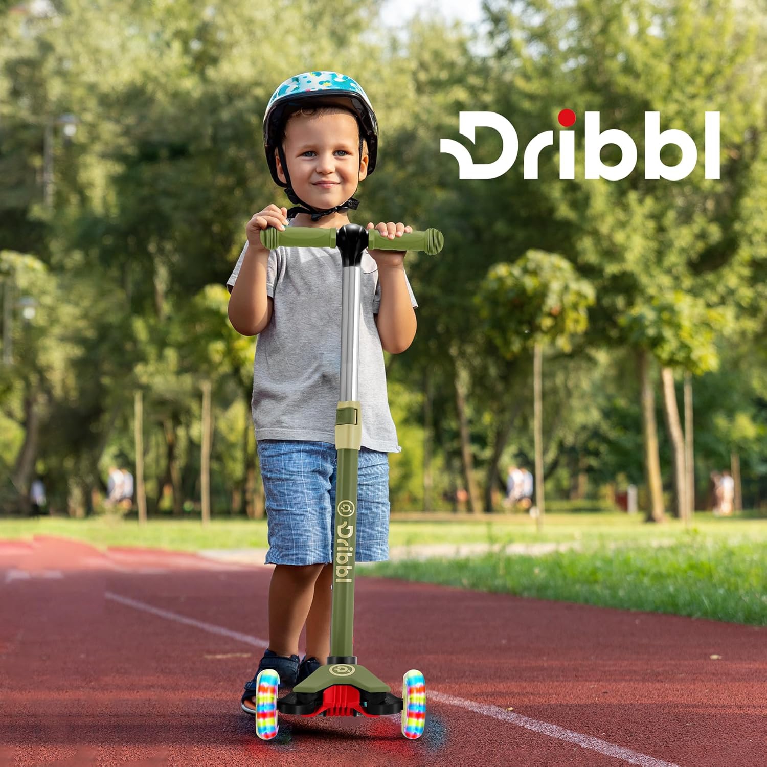 Dribbl 3-Wheel Kids Scooter – Lean-to-Steer Kick Scooter with Adjustable Handlebar, Anti-Slip Deck, Supports Up to 165 lbs – For Boys & Girls Age 3+,