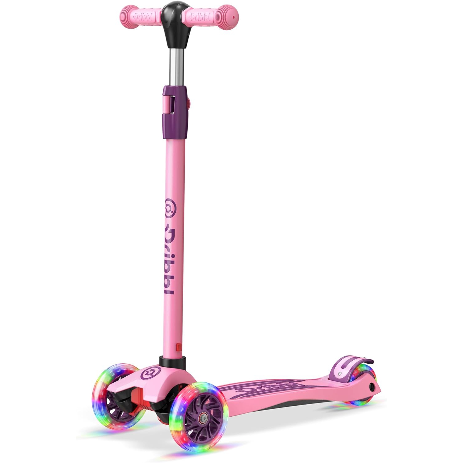 Dribbl 3-Wheel Kids Scooter – Lean-to-Steer Kick Scooter with Adjustable Handlebar, Anti-Slip Deck, Supports Up to 165 lbs – For Boys & Girls Age 3+,