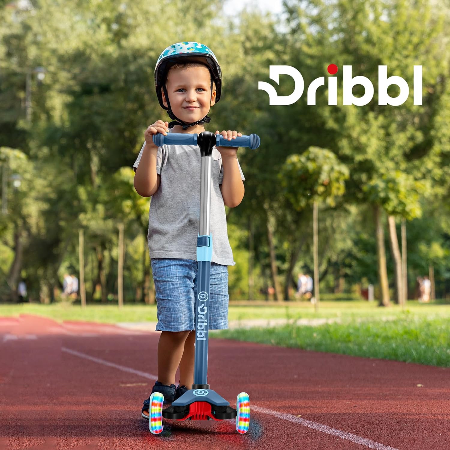 Dribbl 3-Wheel Kids Scooter – Lean-to-Steer Kick Scooter with Adjustable Handlebar, Anti-Slip Deck, Supports Up to 165 lbs – For Boys & Girls Age 3+,