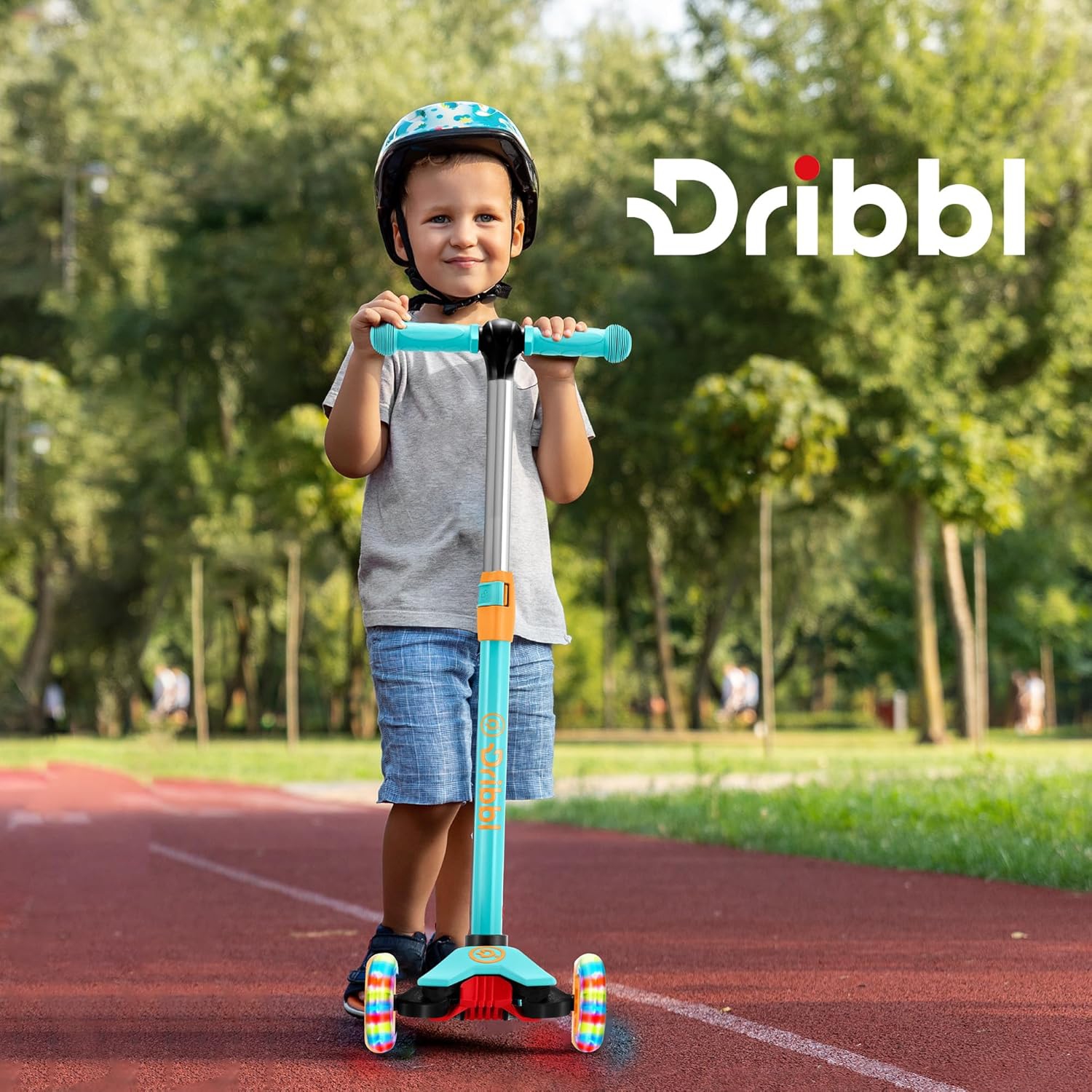 Dribbl 3-Wheel Kids Scooter – Lean-to-Steer Kick Scooter with Adjustable Handlebar, Anti-Slip Deck, Supports Up to 165 lbs – For Boys & Girls Age 3+,