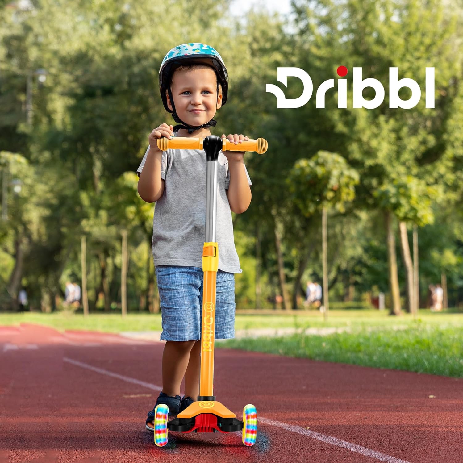 Dribbl 3-Wheel Kids Scooter – Lean-to-Steer Kick Scooter with Adjustable Handlebar, Anti-Slip Deck, Supports Up to 165 lbs – For Boys & Girls Age 3+,
