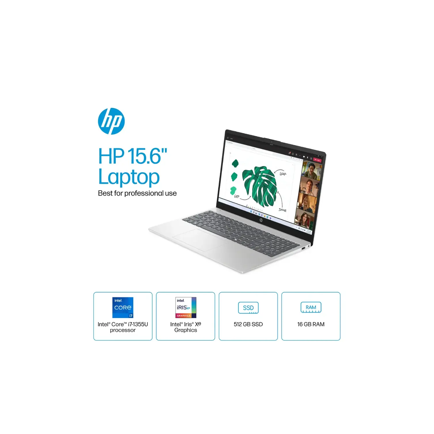 Portable à écran tactile HD intégrale 15,6&nbsp;po 1920 x 1080 de HP, Core i7-1355U d'Intel, mémoire vive 32&nbsp;Go, SSD 1&nbsp;To, Windows 11