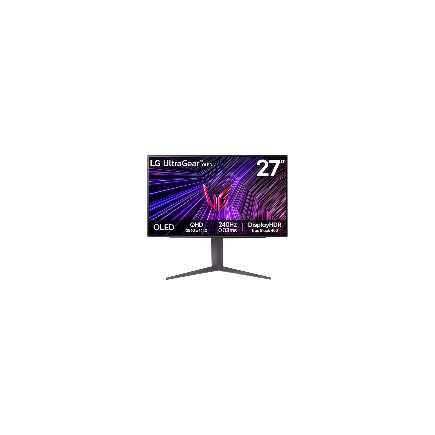 Refurbished - LG UltraGear 27" QHD 240Hz 0.03ms GTG OLED LED G-Sync FreeSync Gaming Monitor (27GS93QE-B) - Purple Grey