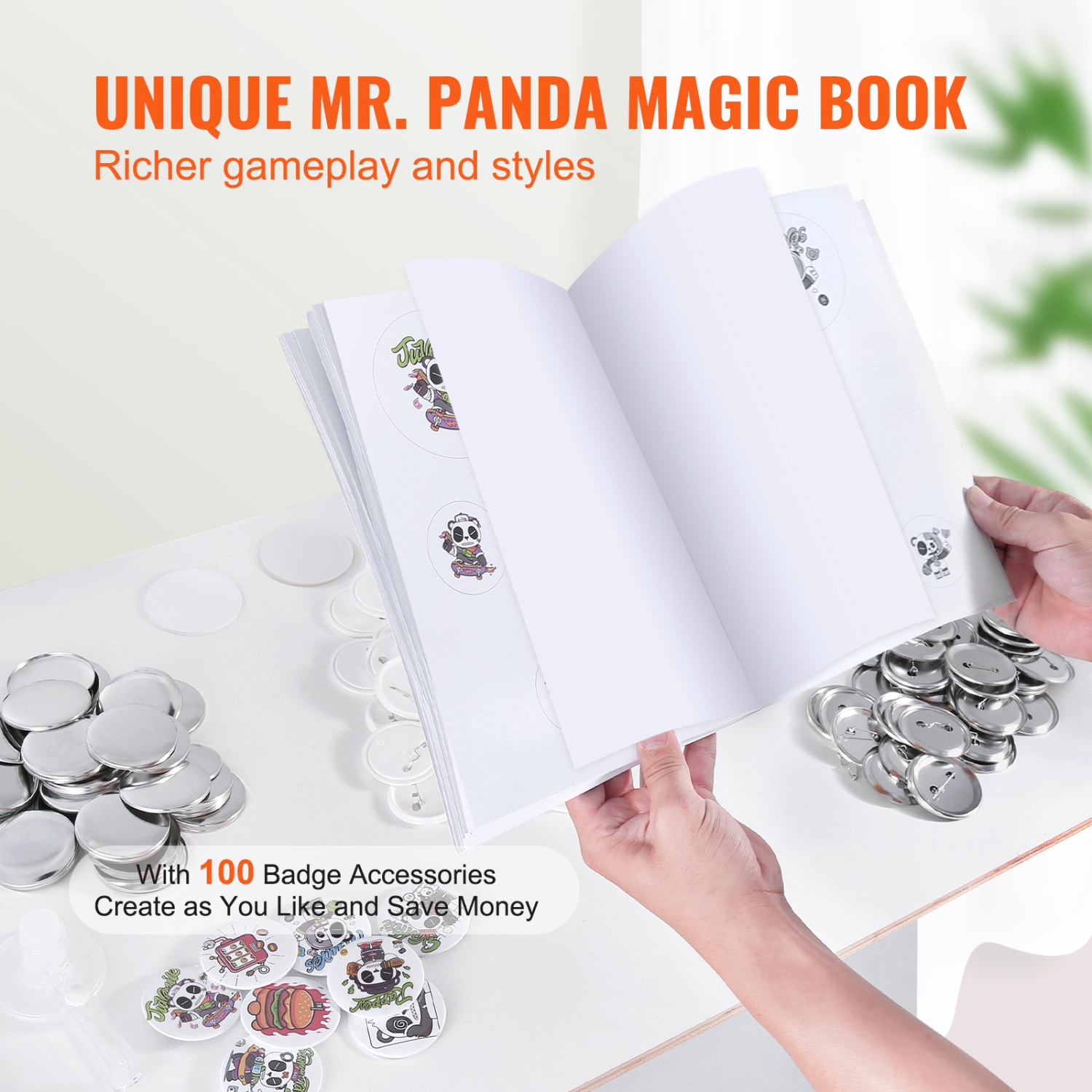 VEVOR 2.28 inch/58mm Button Maker Machine, Pin Maker, Installation-Free Badge Punch Press Kit, Children DIY Gifts Button Making Supplies with 500pcs