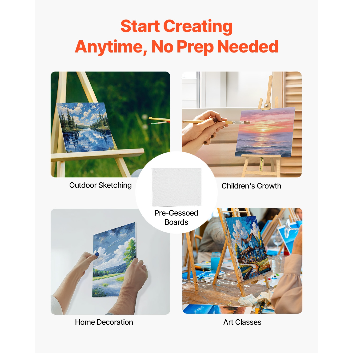 VEVOR 8 x 10 Inch Canvas Boards for Painting, White Canvases for Painting, 24 Pack Painting Canvas Panels for Sketching, Acrylic and Oil Painting,