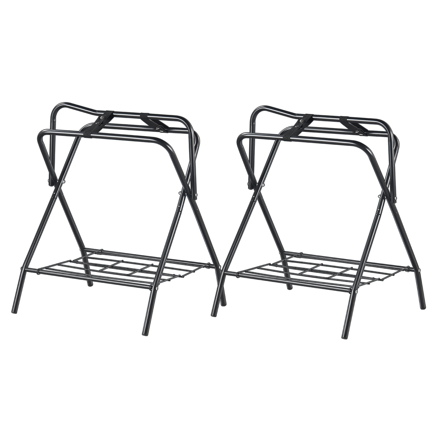 VEVOR 28 x 19 x 37.5 in Folding Saddle Rack, 2 Packs Freestanding Horse Saddle Stand, Portable Horse Blanket Holder, Heavy Duty Steel Saddle Rack for