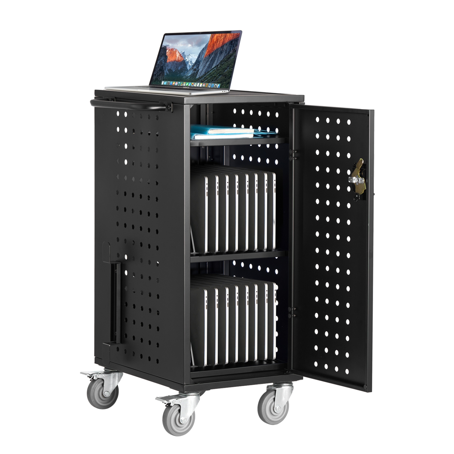 VEVOR 20 Device Laptop Cart, Mobile Charging Cart, Up to 15.6 in Screen Size, Office and Classroom Mobile Charging Cart, for Chromebook, Tablet and
