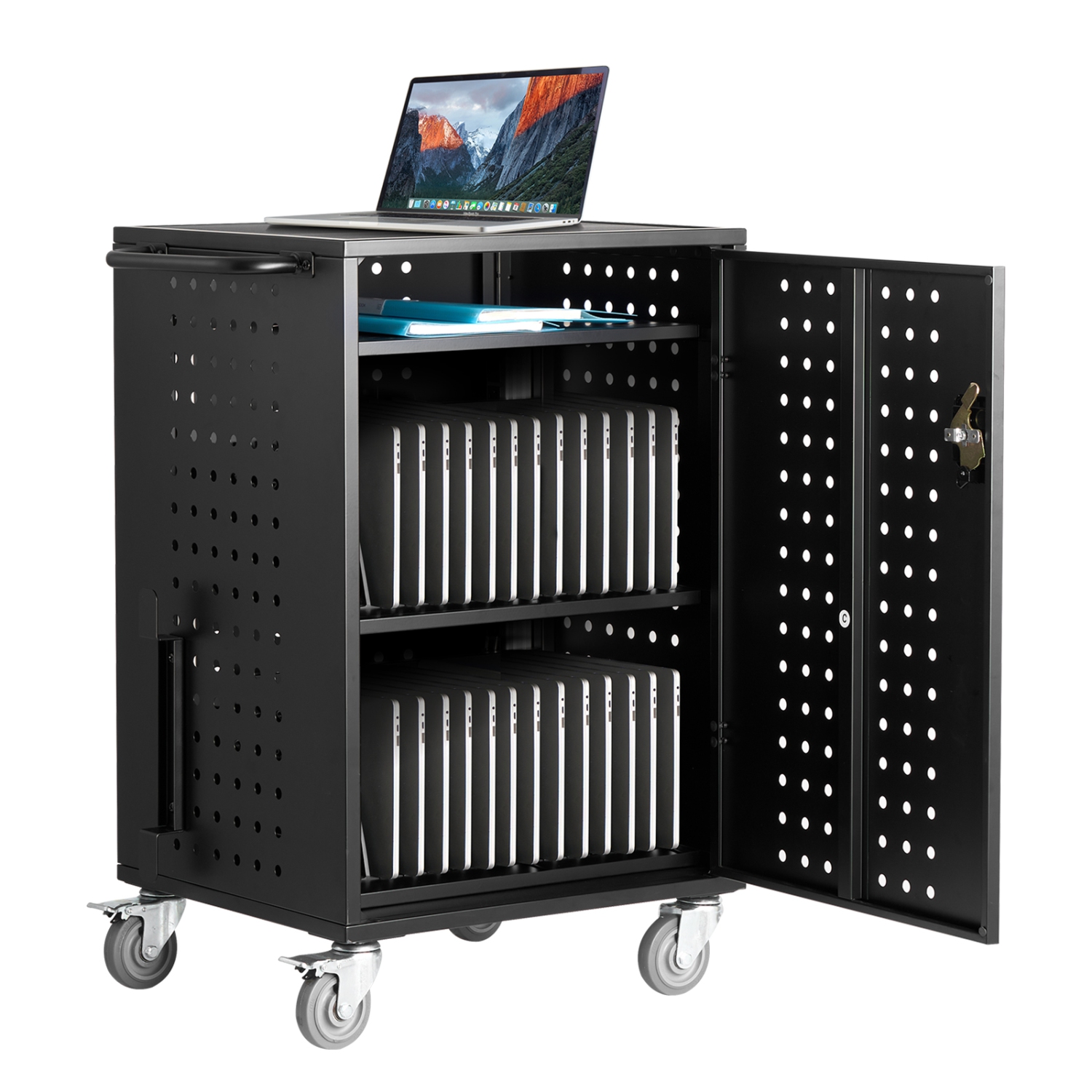 VEVOR 32 Device Charging Cart, Mobile Charging Station, Up to 15.6 in Screen Size, Office and Classroom Mobile Charging Cart, for Chromebook, Tablet