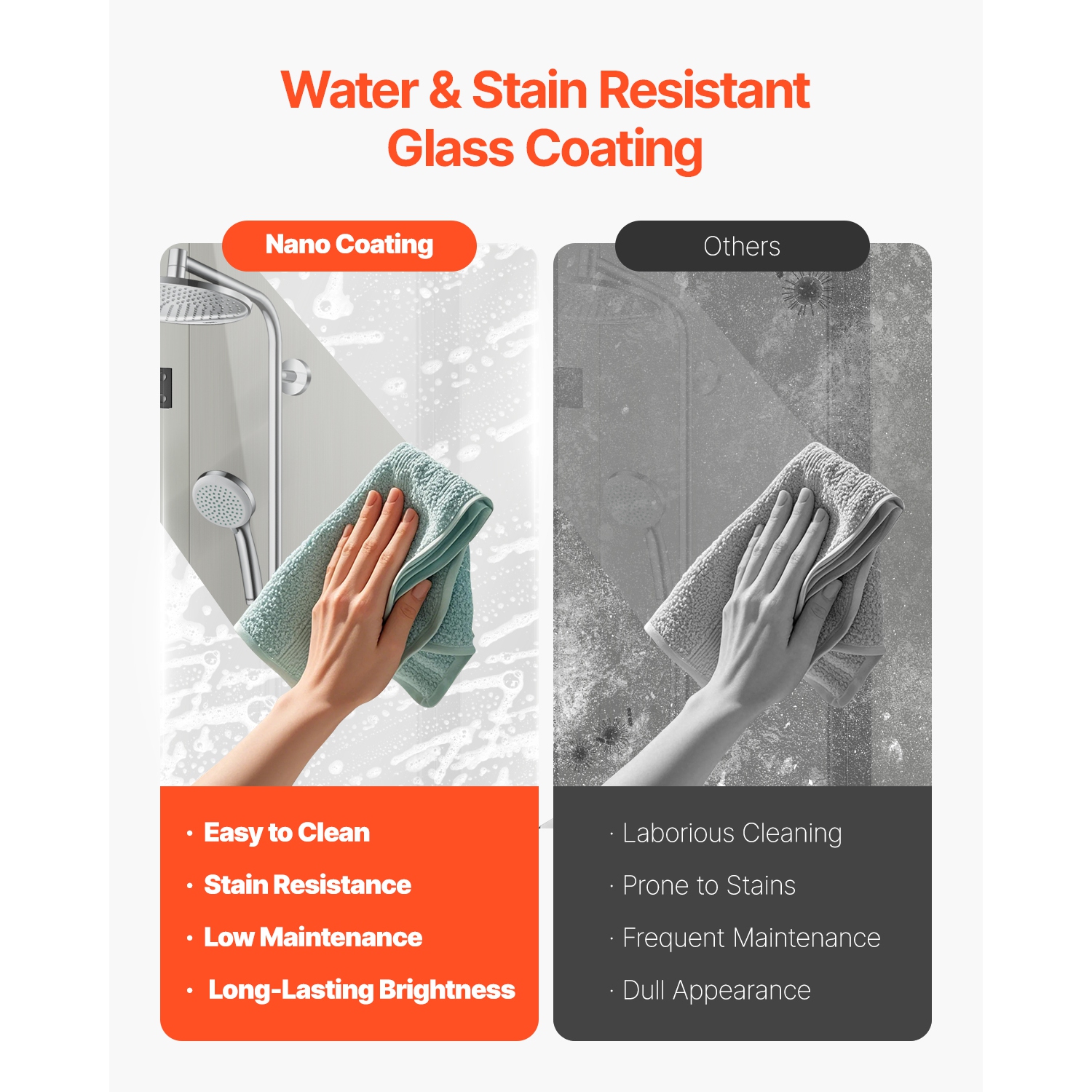 VEVOR 51 in W x 56 in H Bathtub Shower Door, Frameless Foldable Hinged Shower Door, Tri-Fold Shower Door with 1/4 in Tempered Glass Door, 180°