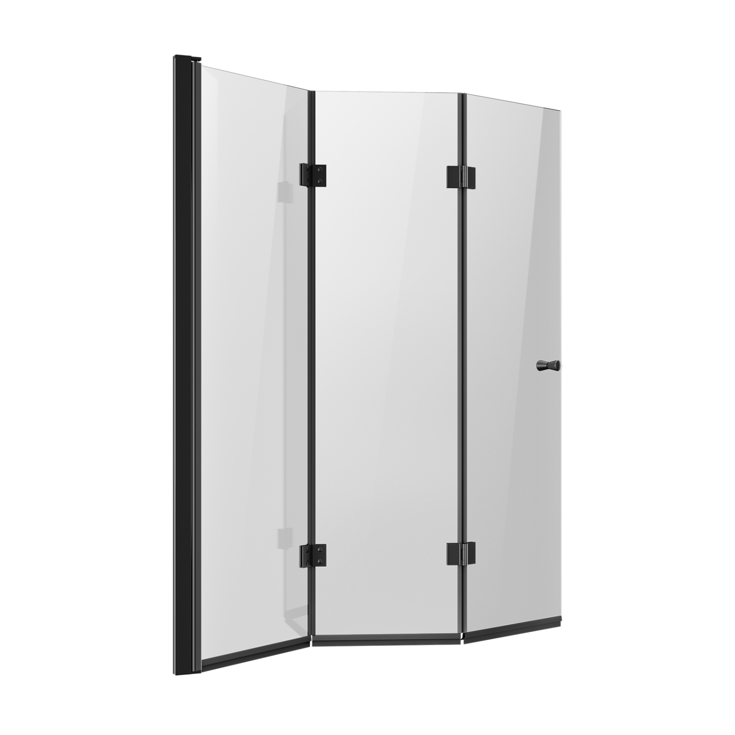 VEVOR 51 in W x 56 in H Bathtub Shower Door, Frameless Foldable Hinged Shower Door, Tri-Fold Shower Door with 1/4 in Tempered Glass Door, 180°