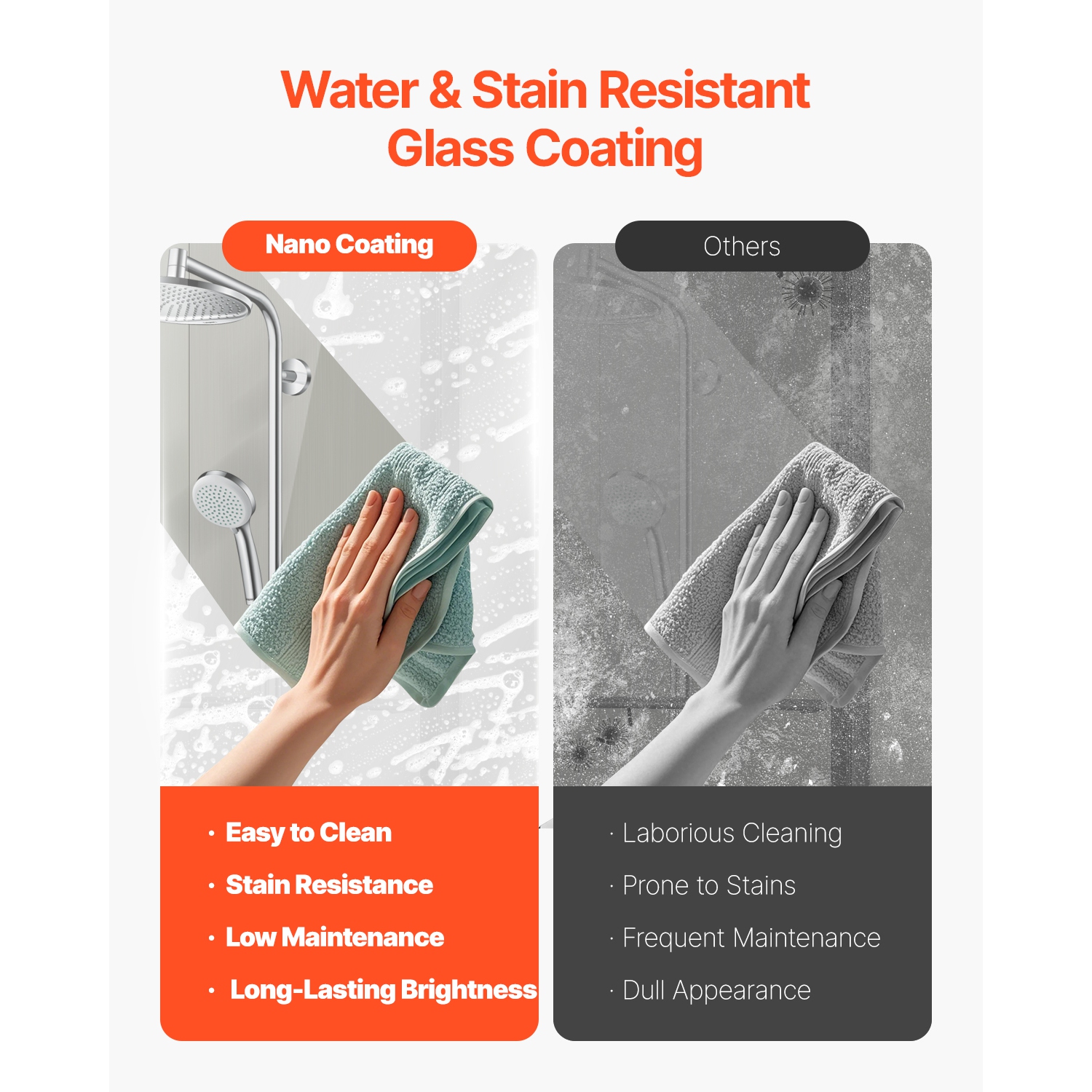 VEVOR 50-60 in W x 60 in H, Bathtub Shower Door, Semi-Frameless Double Sliding Tub Door, Bypass Tub Door with 1/4 in Shatterproof Tempered Glass and