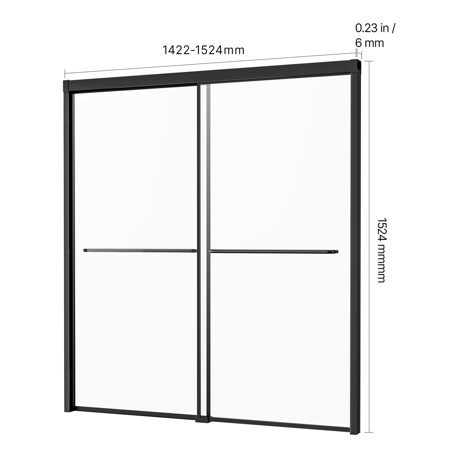 VEVOR 50-60 in W x 60 in H, Bathtub Shower Door, Semi-Frameless Double Sliding Tub Door, Bypass Tub Door with 1/4 in Shatterproof Tempered Glass and