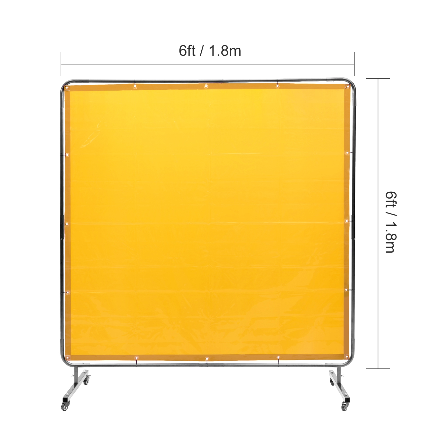 VEVOR 6'x6' Welding Screen with Frame, Welding Curtain Screen, Flame-Resistant Vinyl Welding Protection Screen on 4 Swivel Wheel, for
