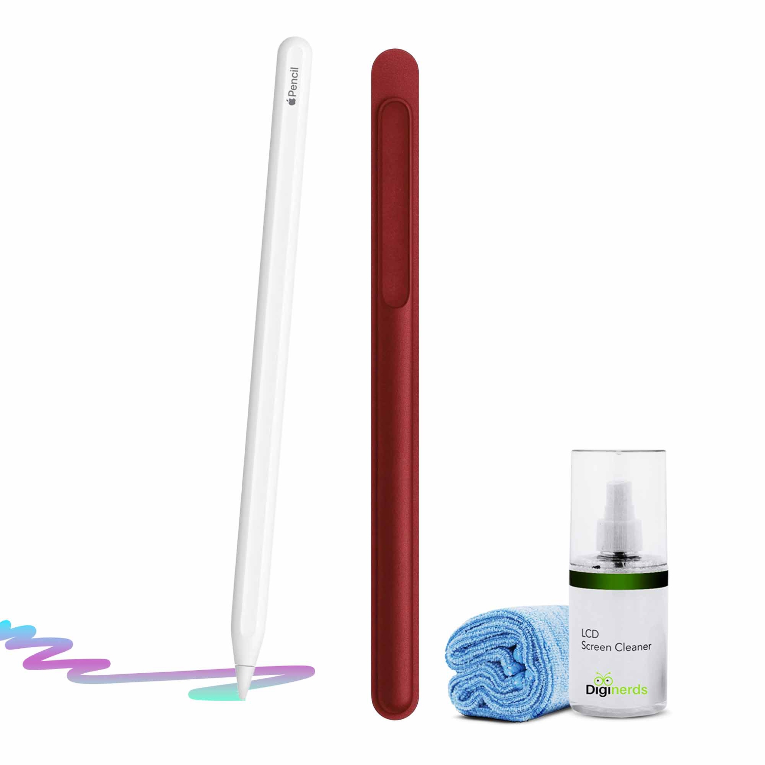 Apple Pencil (2nd Generation) with Red Pencil Case Bundle
