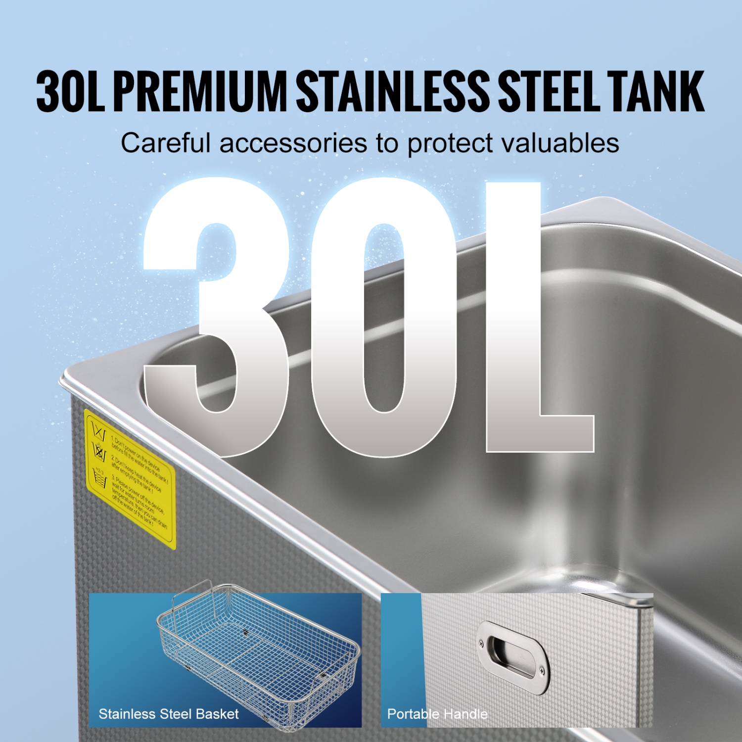 VEVOR 30L Ultrasonic Cleaner with Digital Timer & Heater, Professional Ultra Sonic Jewelry Cleaner, Stainless Steel Heated Cleaning Machine for