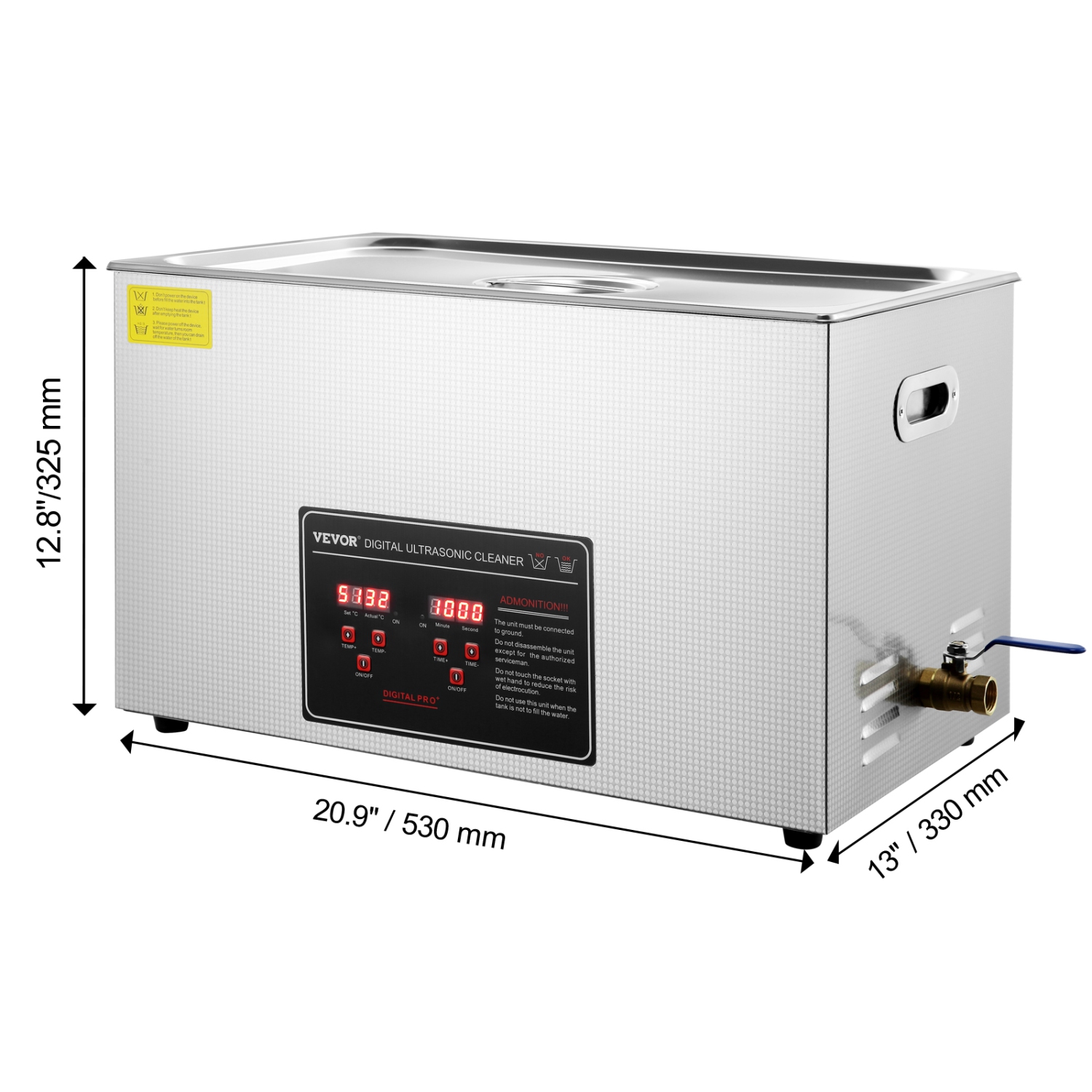 VEVOR 30L Ultrasonic Cleaner with Digital Timer & Heater, Professional Ultra Sonic Jewelry Cleaner, Stainless Steel Heated Cleaning Machine for