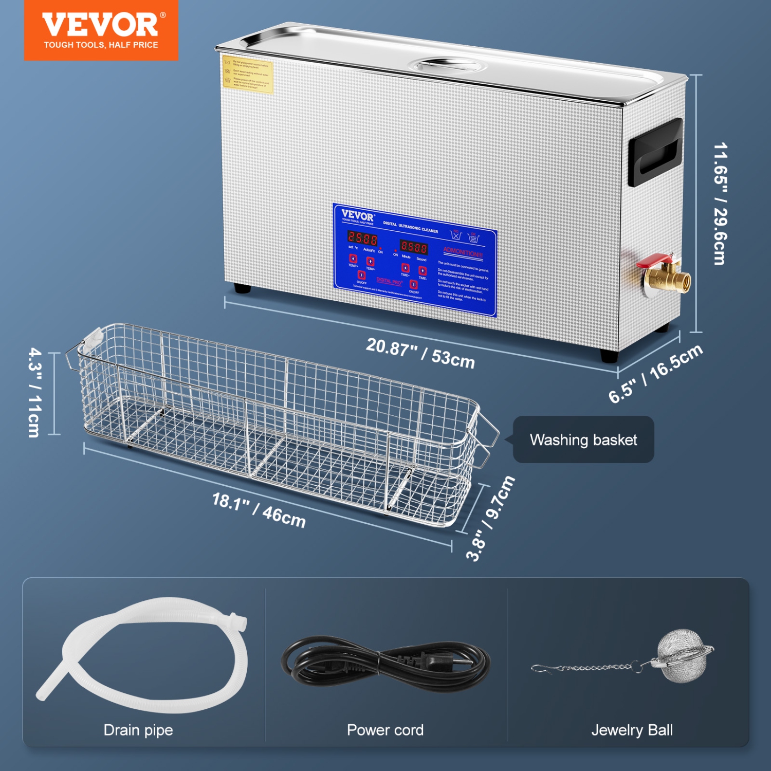 VEVOR 10L Ultrasonic Gun Cleaner, 300W Professional Ultra Sonic Cleaning Machine with Timer & Heater, 40kHz Digital Ultrasonic Cleaner with Basket