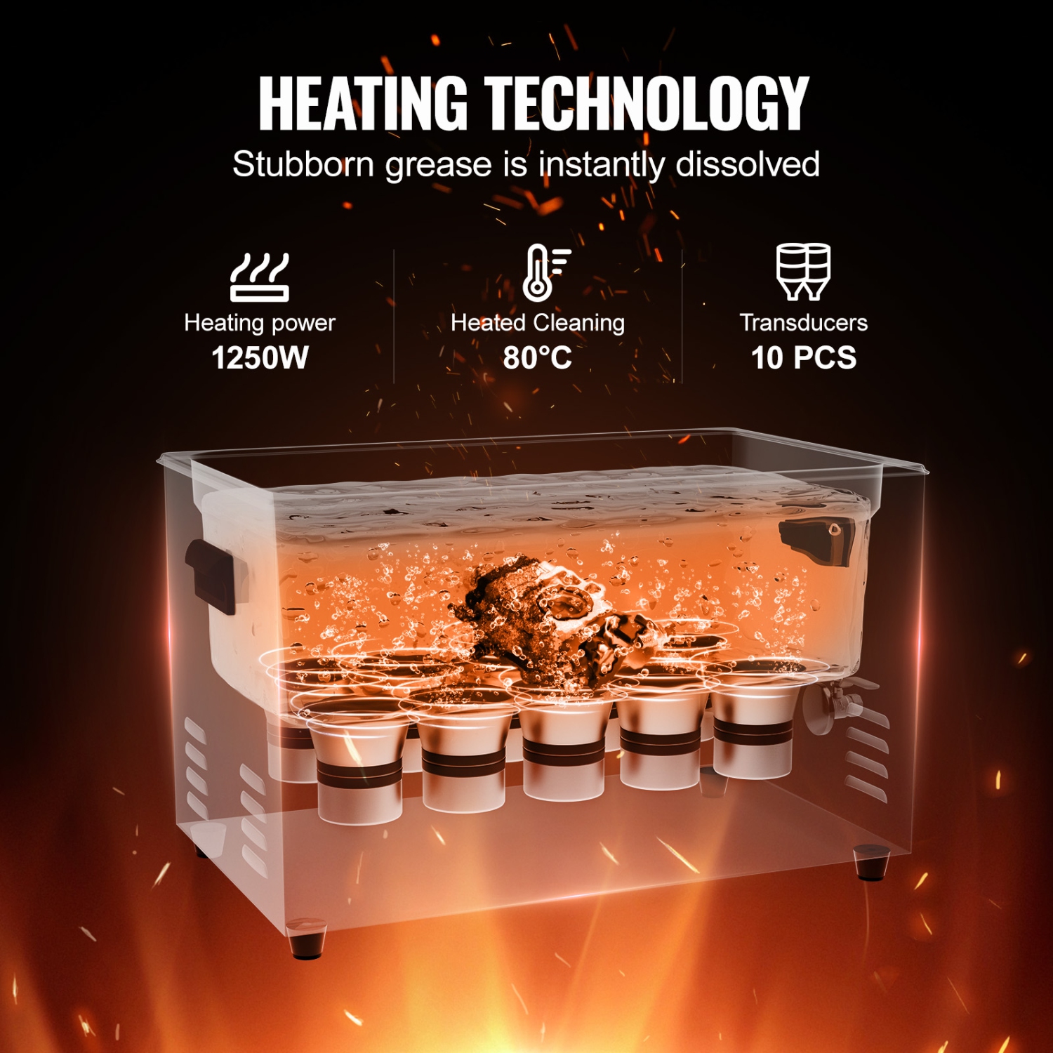 Nettoyeur à ultrasons VEVOR 30&nbsp;L, appareil de nettoyage à ultrasons numérique 600&nbsp;W avec dégazage et mode délicat améliorés, nettoyeur à