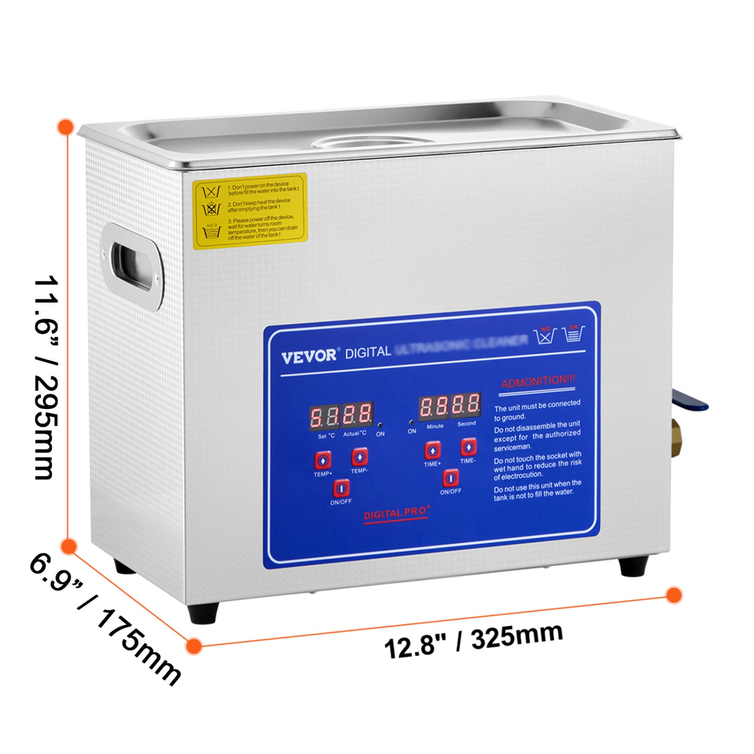 VEVOR 6 L Professional Ultrasonic Cleaner, Ultrasonic Jewelry Cleaner with Digital Timer & Heater, Stainless Steel Industrial Sonic Cleaner 40kHz for