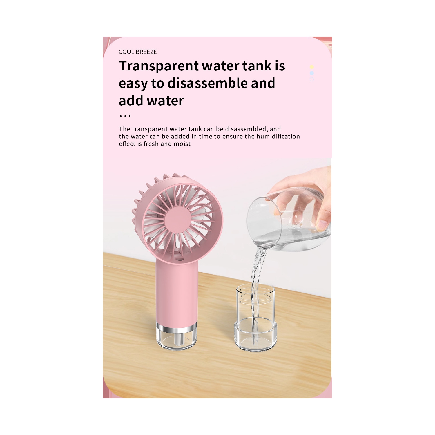 Handheld spray fan, cooling fan USB portable small fan, desktop fan, 500mAh-800mAh, 3 wind speeds - blue