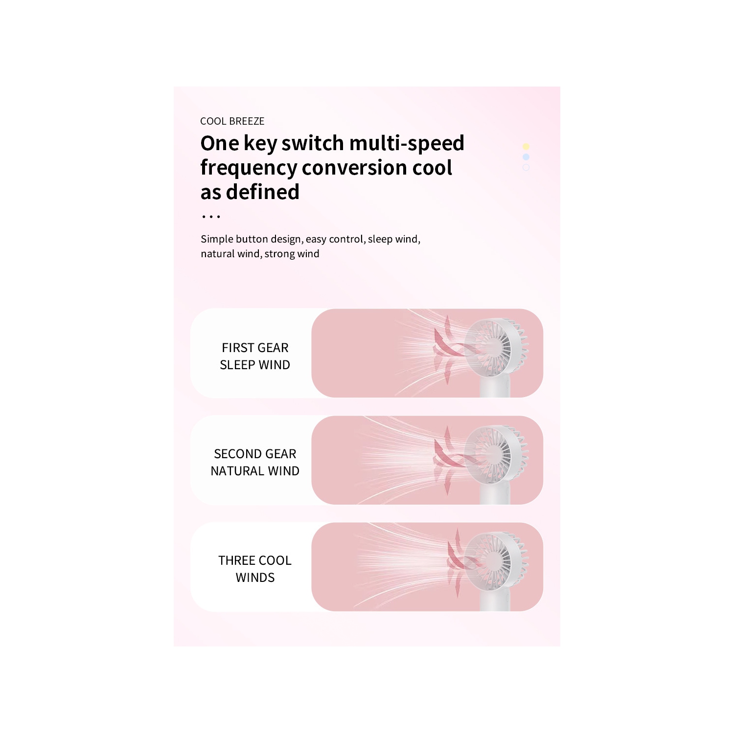 Handheld spray fan, cooling fan USB portable small fan, desktop fan, 500mAh-800mAh, 3 wind speeds - blue