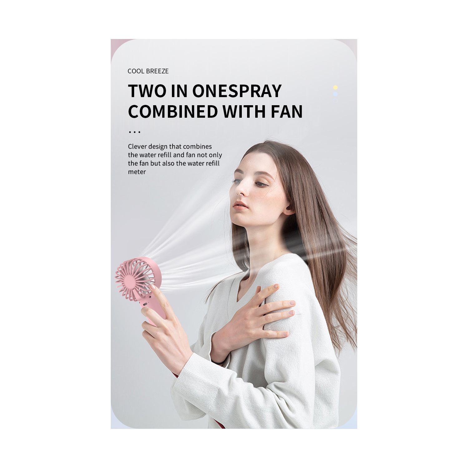 Handheld spray fan, cooling fan USB portable small fan, desktop fan, 500mAh-800mAh, 3 wind speeds - blue