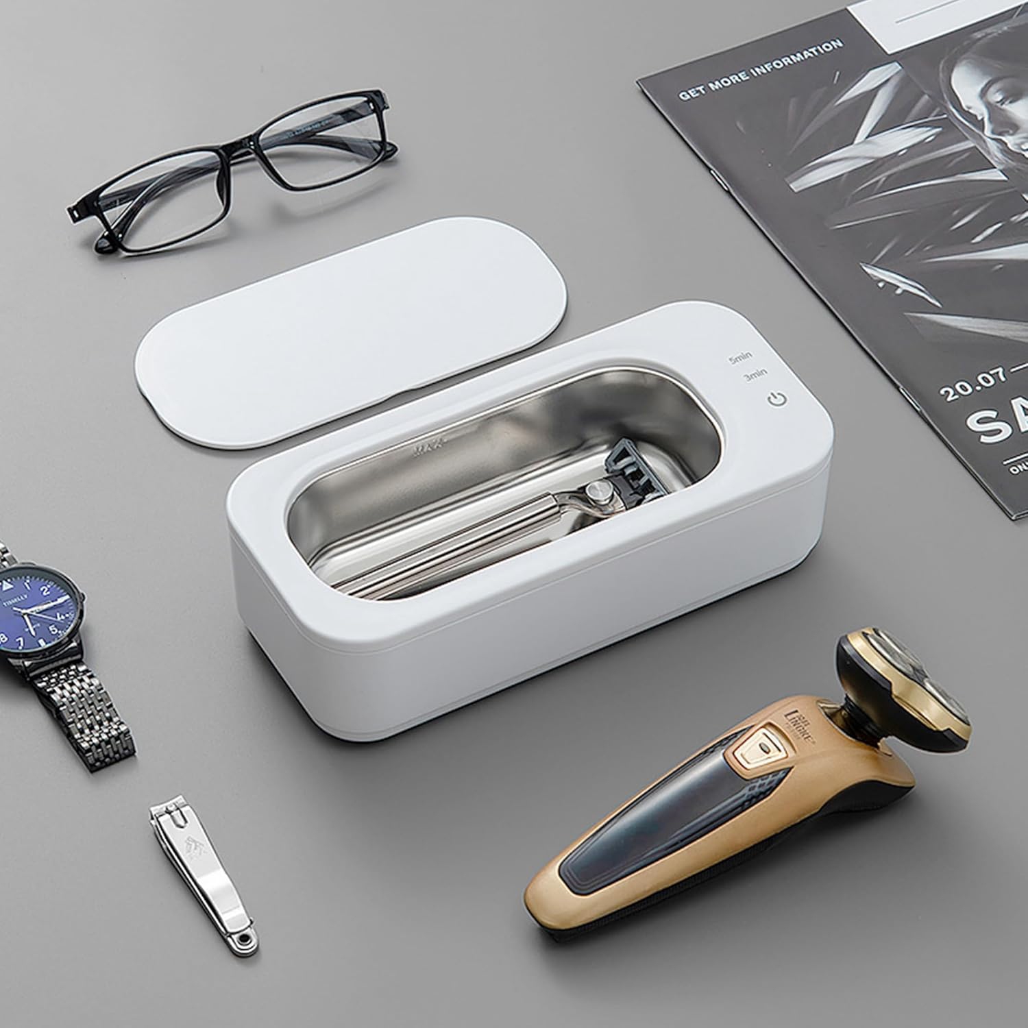 Machine de nettoyage ultrasonique, lunettes portatives et machine de nettoyage de bijoux pour usage domestique, mini-brosse électrique de nettoyage